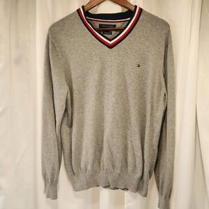 Tommy Hilfiger Mens Sweater Pullover V-Neck Casual Cotton Long Sleeve Outerwear‎